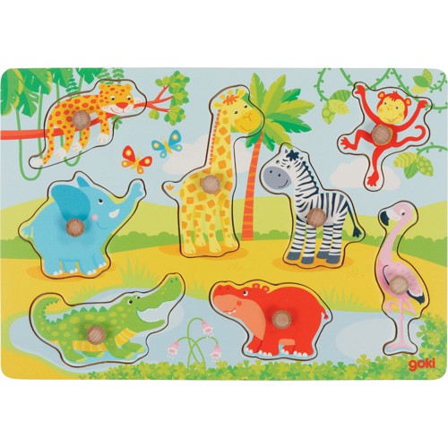 GOKI - African baby animals, Lift out puzzle - (57397)