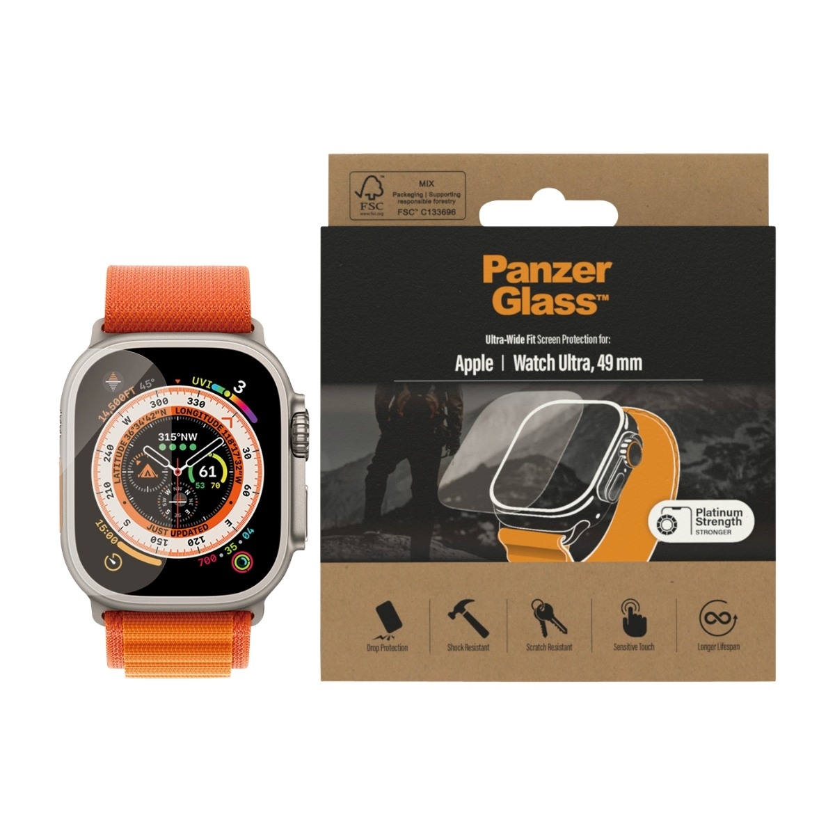 PanzerGlass skärmskydd Apple Watch Ultra/Ultra 2, transparent