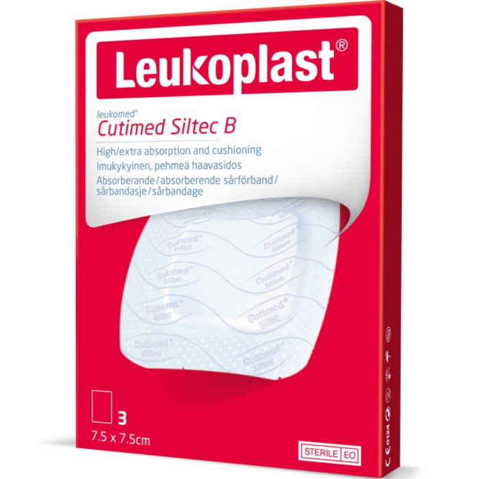 Leukoplast Cutimed Siltec Border 7,5 x 7,5 cm, 3 st