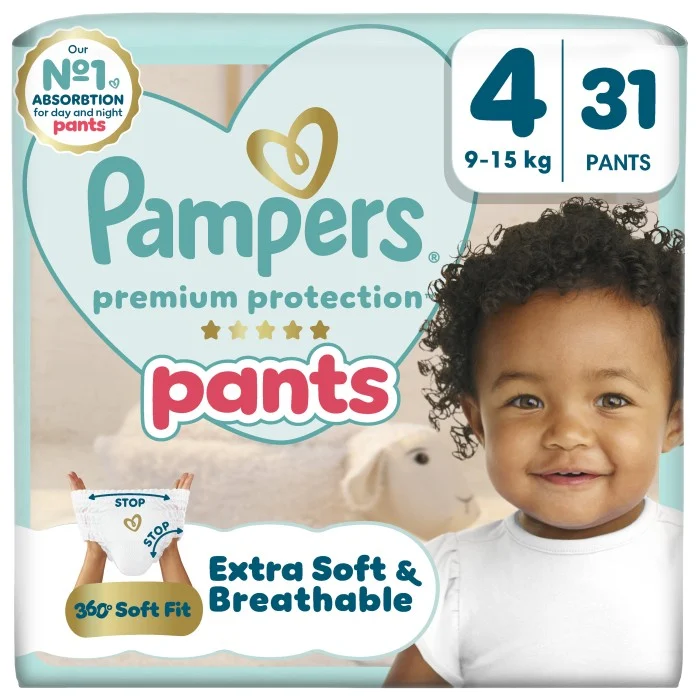 Pampers Premium Protection byxblöjor storlek 4, 31 blöjor, 9kg-15kg