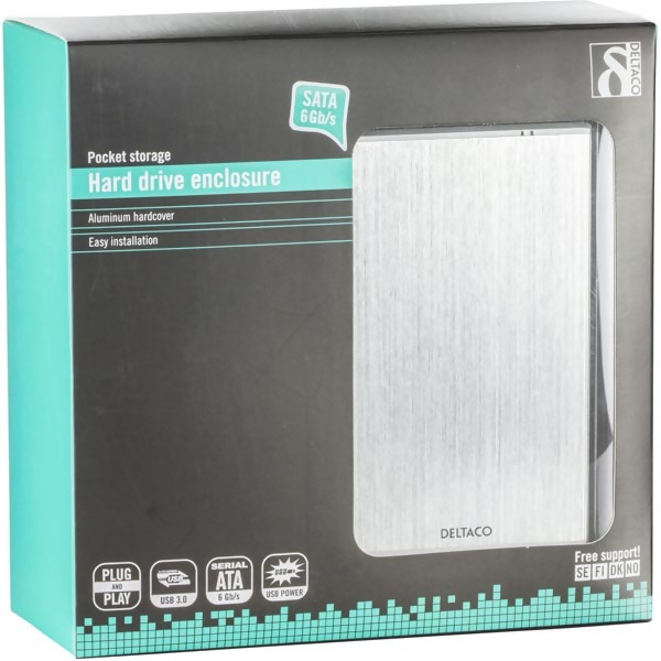 DELTACO HD kabinett 2.5" SATA 6Gb/s till USB 3.0 Silver