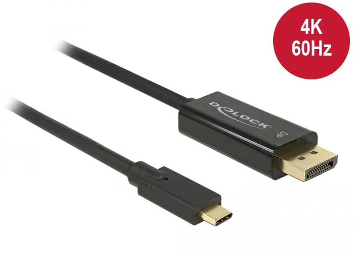 Delock USB Type-C till DisplayPort-kabel (DP Alt Mode) 4K 60 Hz, 2 m