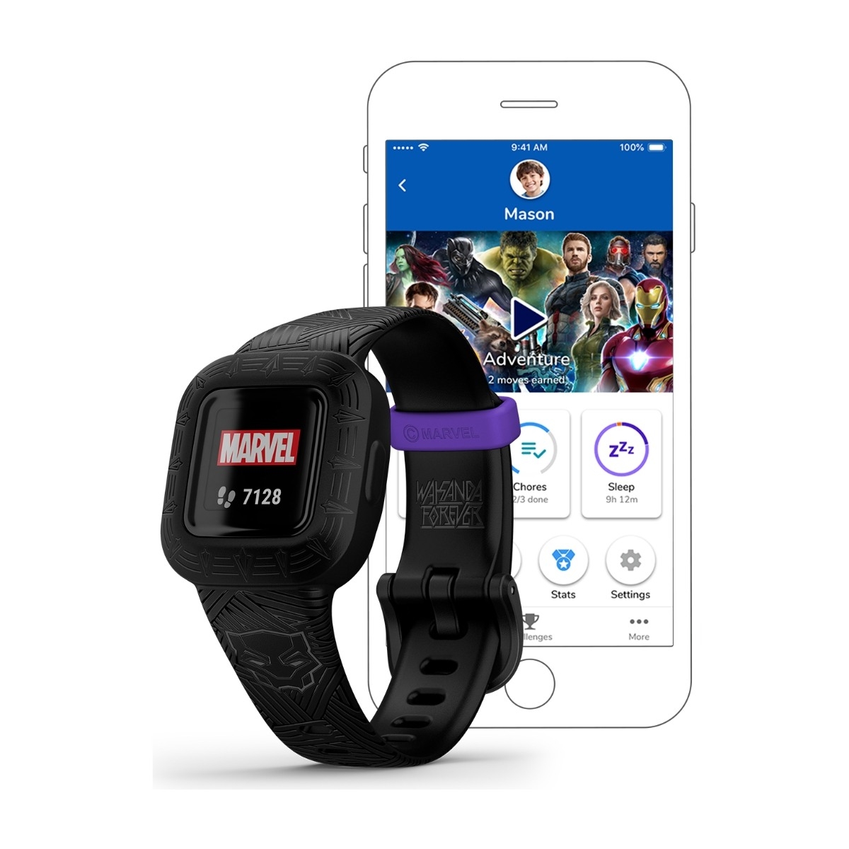 Garmin Vivofit Jr. 3, black Panther aktivitetsarmband för barn