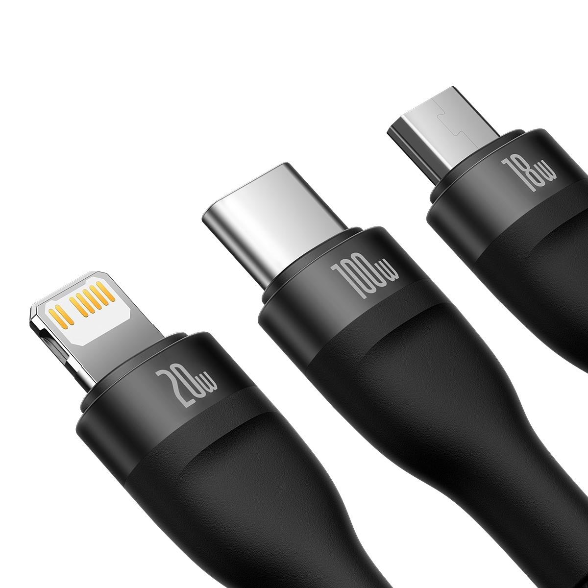 Baseus Flash Series II USB-C / USB-A Cable 100W 1.2m Black (CASS030101), bild 3