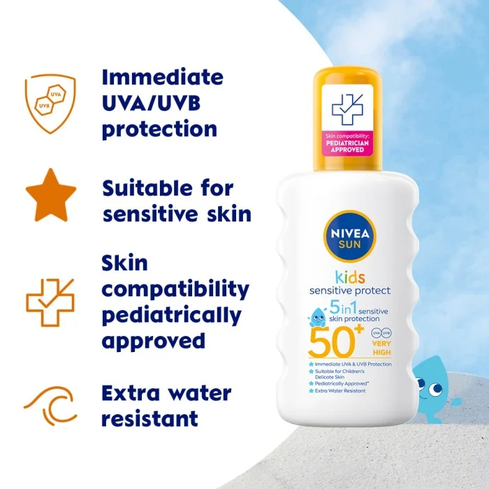 NIVEA SUN Kids Sensitive Protect Spray SPF50+ 200 ml, bild 2