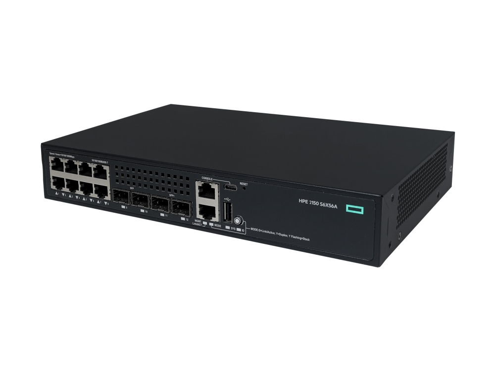 HPE Networking Comware 2150 8p 10M/100M/1G 2p SFP 1G 2p SFP+ 1G/10G - Switch - L3 - Administrerad - 8 x 10/100/1000Base-T + 2 x 1000Base-X SFP + 2 x 1 Gigabit/10 Gigabit SFP+ (upplänk/stackning) - rackmonterbar