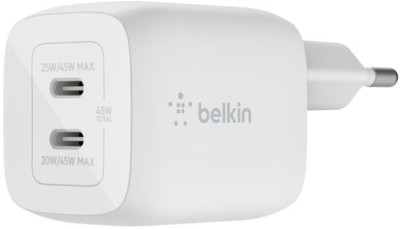 Belkin - 45W GaN Dual PD/PPS mini snabbladdare för laptop, mobil, surfplatta - Vit