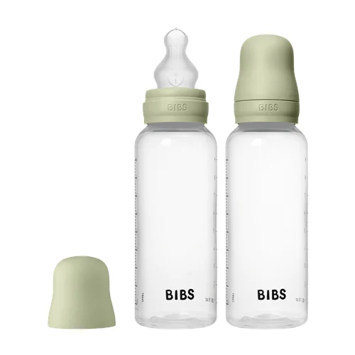 BIBS Baby Bottle Round Silicone 2-pack 270 ml Medium Flow, Sage, bild 2