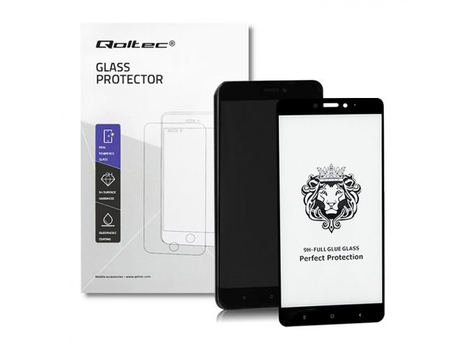 Qoltec Premium - Skärmskydd för mobiltelefon - glas - 6.44 - ramfärg svart - för Xiaomi MI Max 2