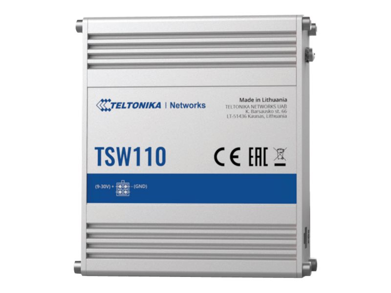 Teltonika TSW110 - Switch - ohanterad - 5 x 10/100/1000 - DIN-skenmonterbar, bordsmonterbar - Passiv PoE