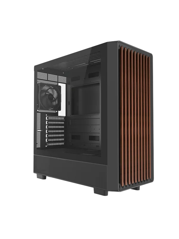 DUTZO C740 Airflow Wood - Chassi - Miditower - Svart
