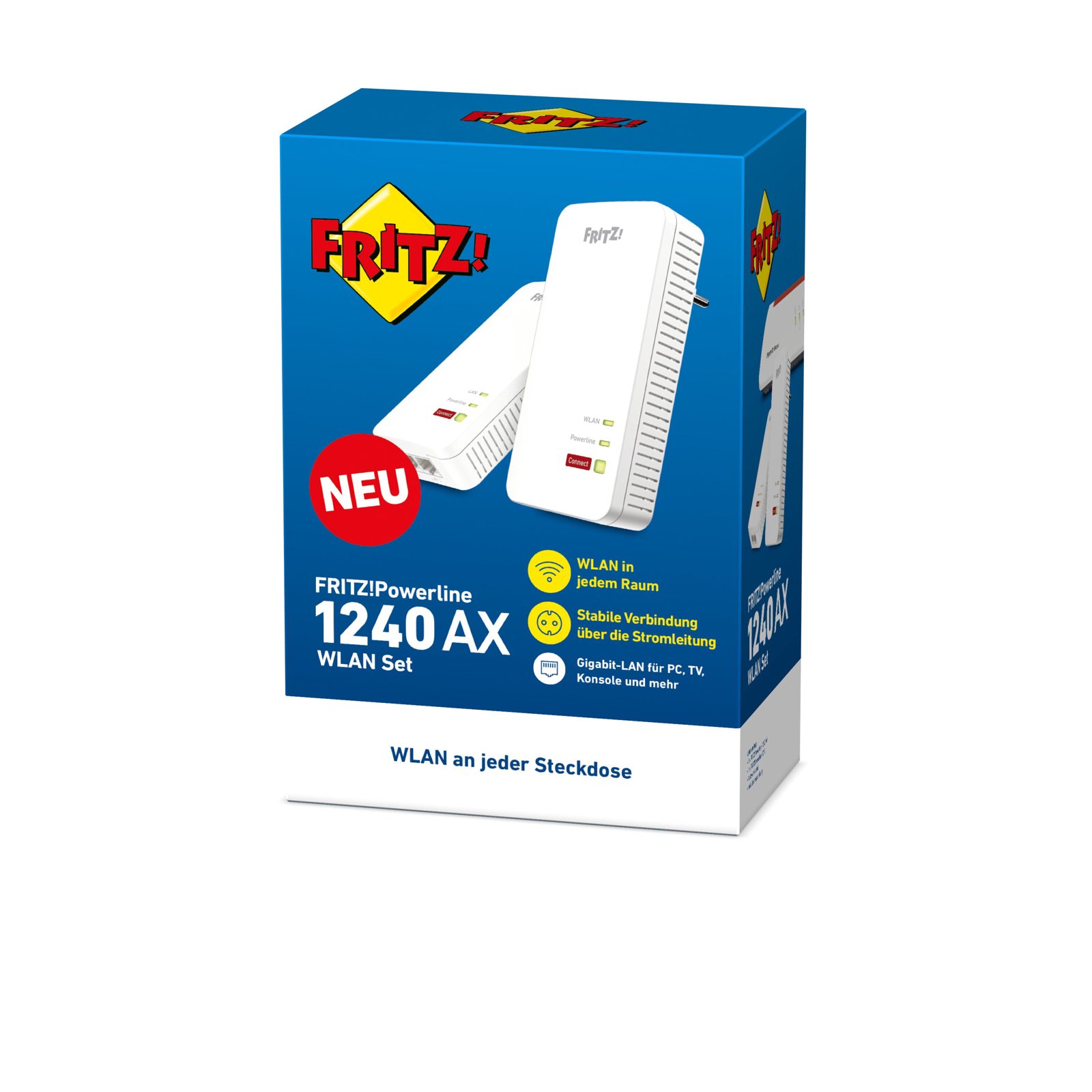 FRITZ!Powerline 1240 AX WLAN Set, WiFi 6 Mesh, 1200Mbps, 2-port Gigabit switch, bild 4