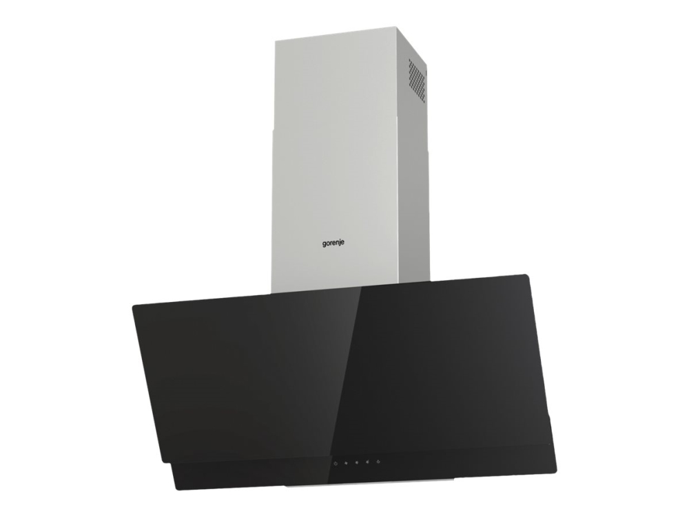 Gorenje Essential WHI949EXBG - Kåpa - vinklad skorsten - bredd: 90 cm - djup: 33.5 cm - utsug och återcirkulering (-) - med inbyggd motor - rostfritt stål/silver