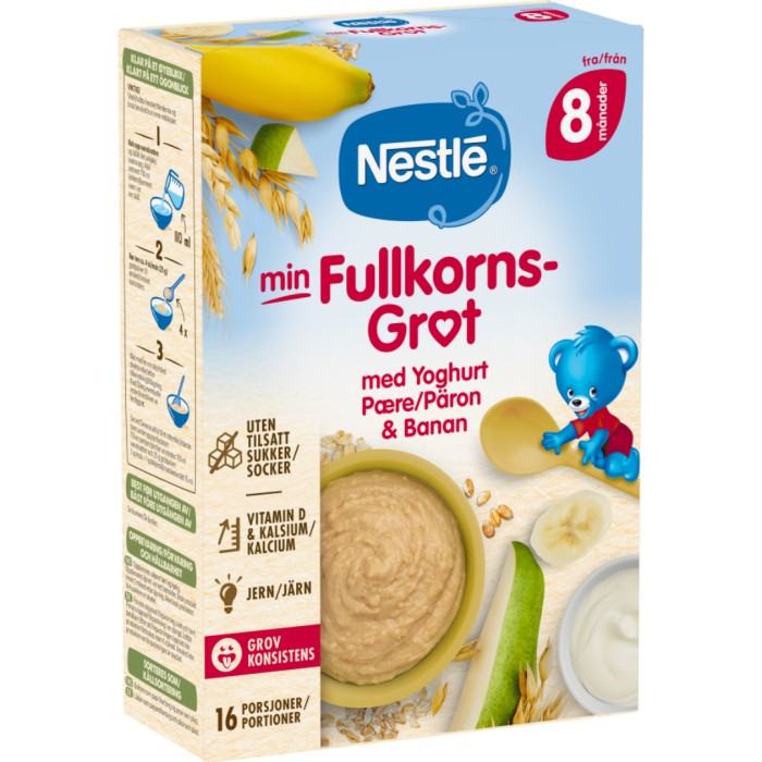 Nestlé Min Fullkornsgröt med Yoghurt, Päron & Banan 8M 410 g