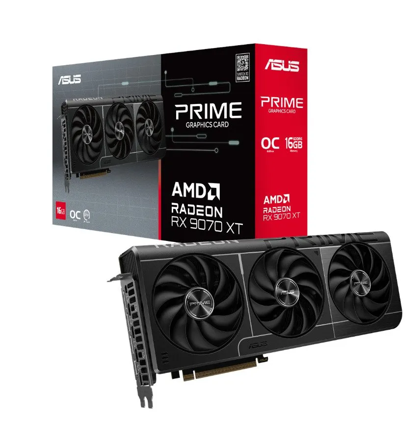 Asus PRIME AMD Radeon RX 9070 XT OC grafikkort (Svart), bild 2