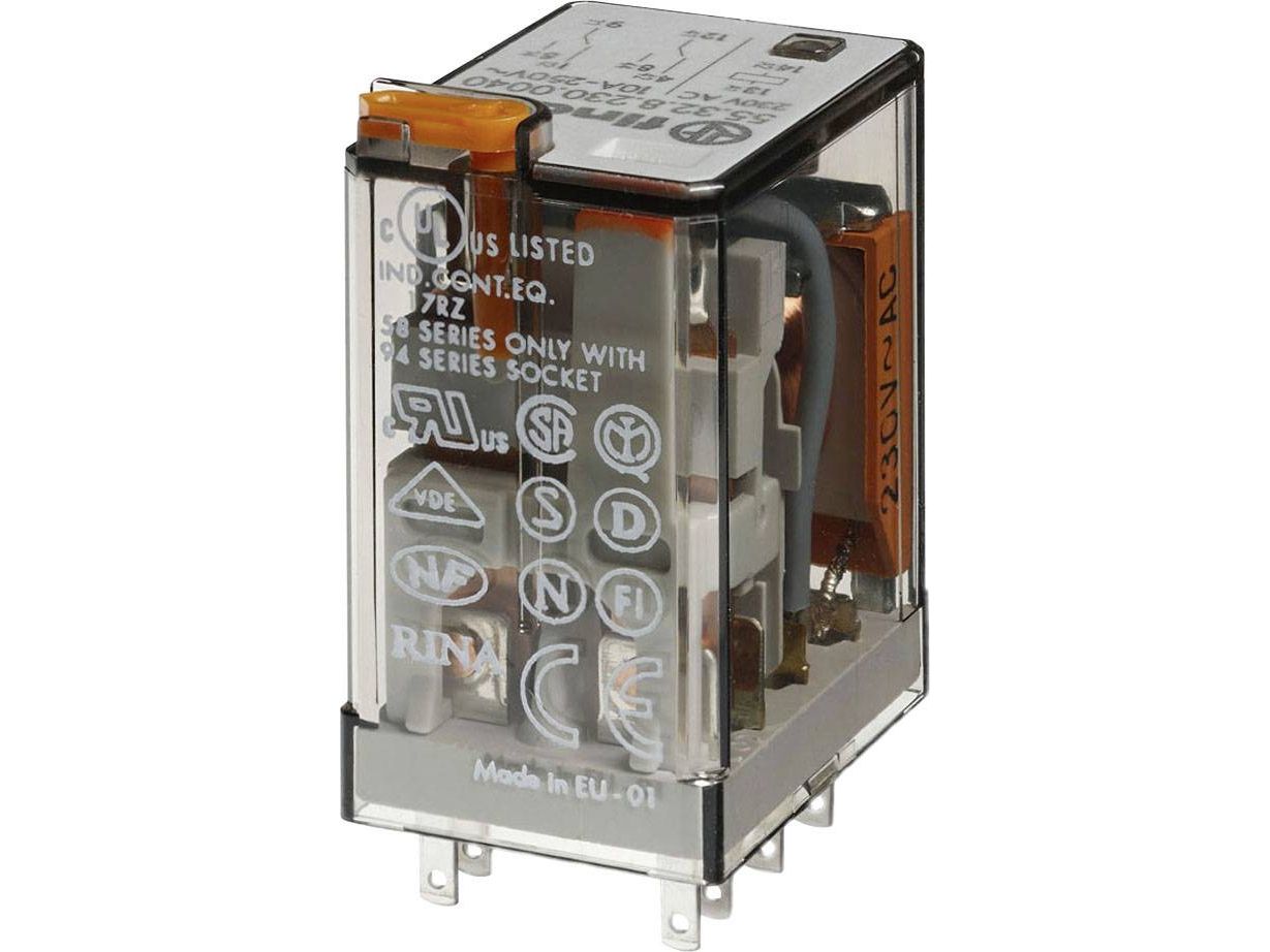Finder 55.32.8.012.0040 Stikrelæ 12 V/AC 10 A 2 x omskifter 10 stk