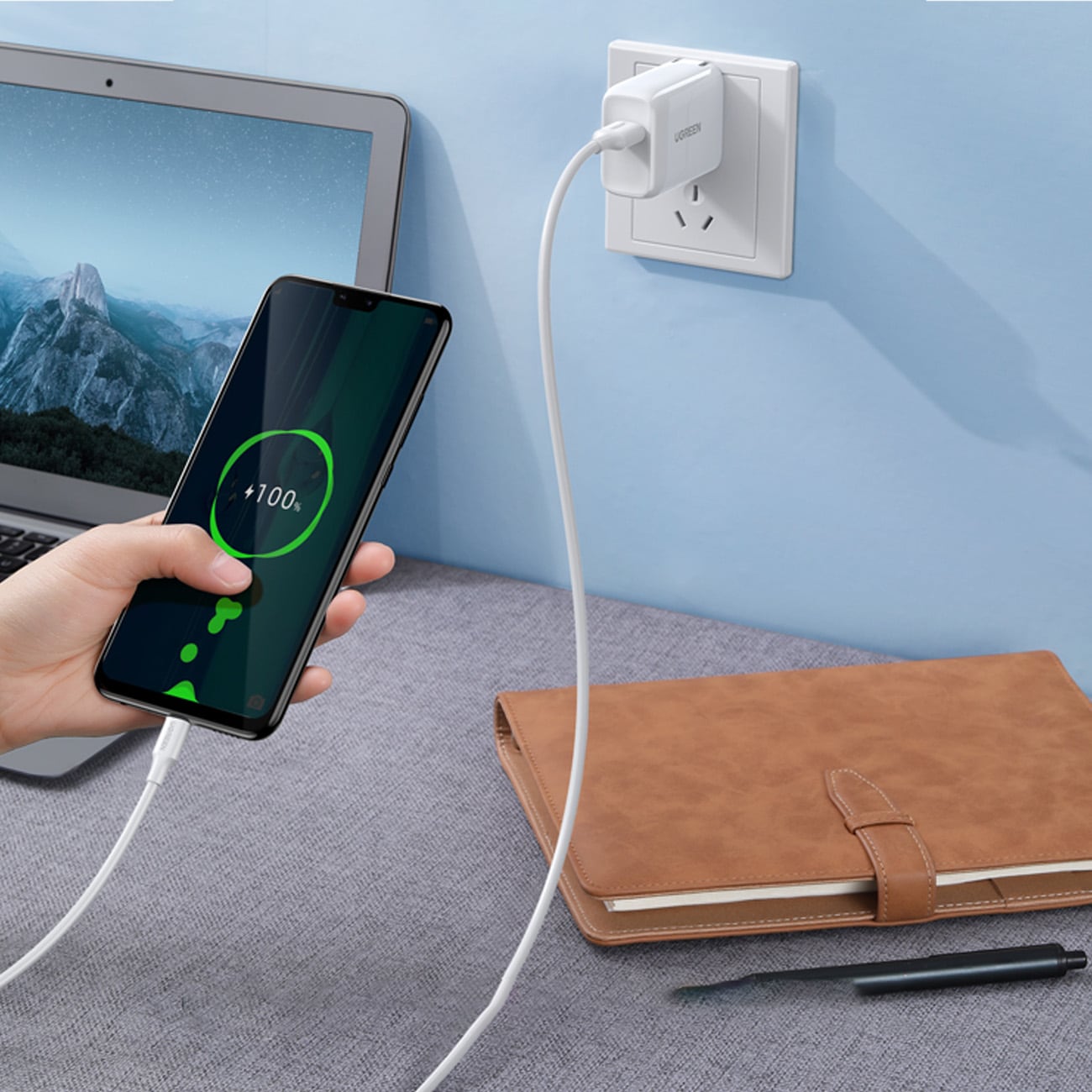 Ugreen USB-A till Micro USB kabel 2A, 2m - Vit, bild 3