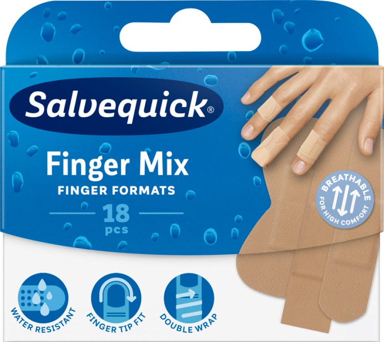 Salvequick Finger Mix fingerplåster, 18 st