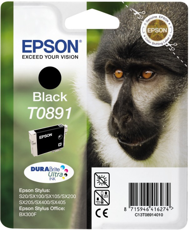 Epson Stylus S20/SX100/SX105/SX200/SX205/SX400/SX405/BX300F Svart (T0891), bild 3