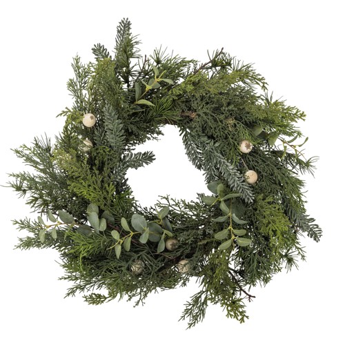 Bloomingville - Pine Wreath - Green - Diameter: Approximately 24 inches, Depth: Approximately 4 inches