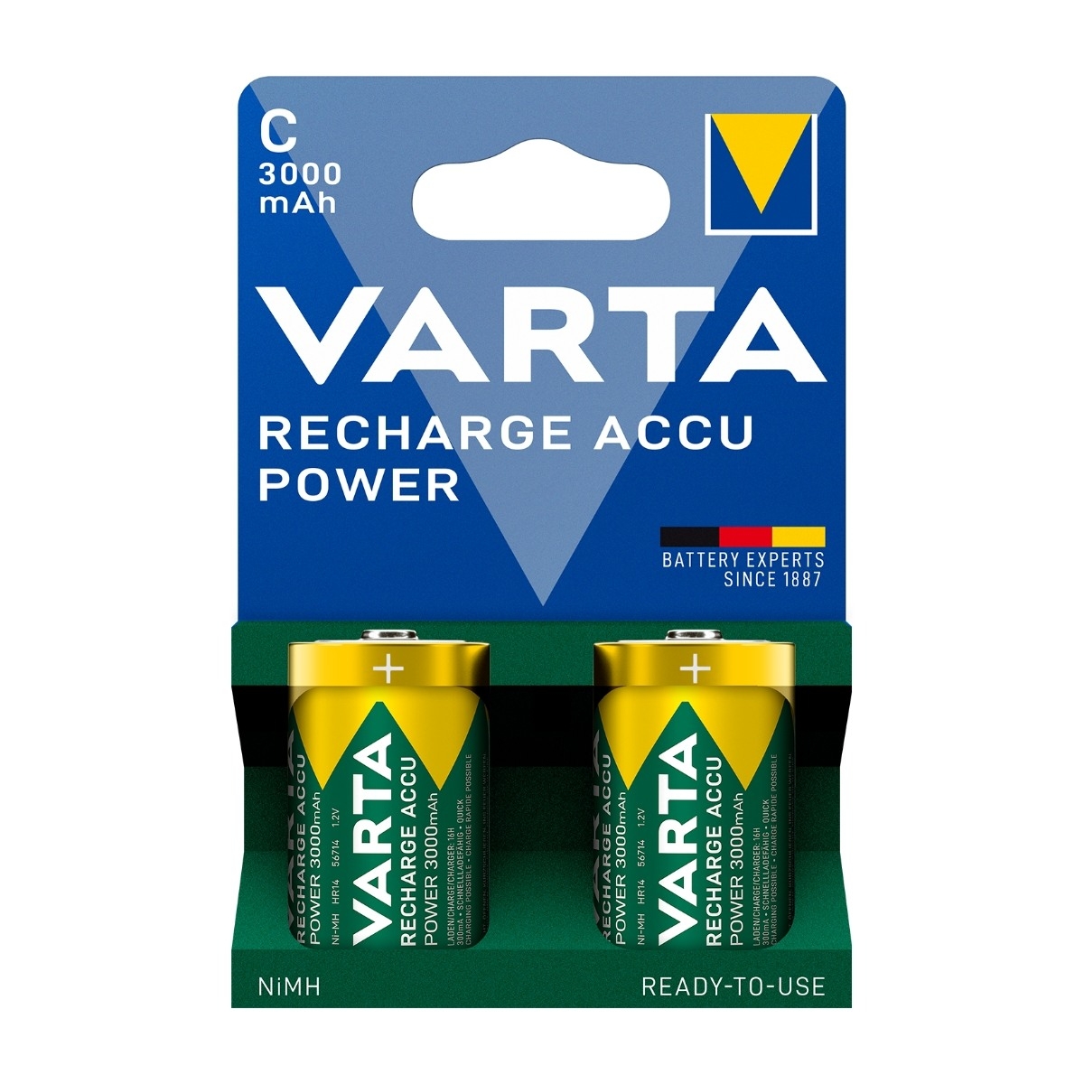 VARTA Recharge Accu Power uppladdningsbart C-batteri, 2 st