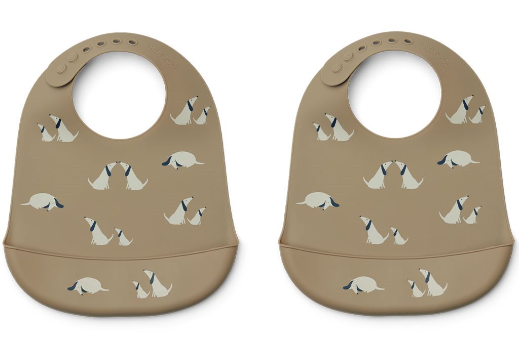 Liewood haklapp silikon Tilda 2-pack, dog/oat mix