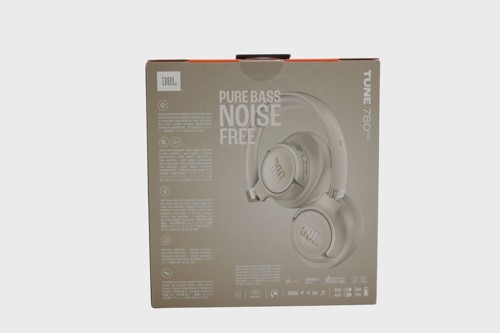 JBL Tune 780NC trådlösa ANC-hörlurar, beige, bild 2
