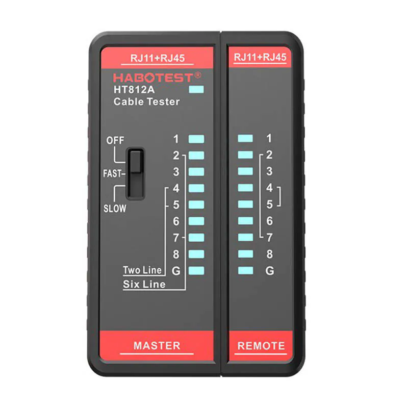 Nätverkskabeltestare Habotest HT812A RJ45/RJ14/RJ12/RJ9