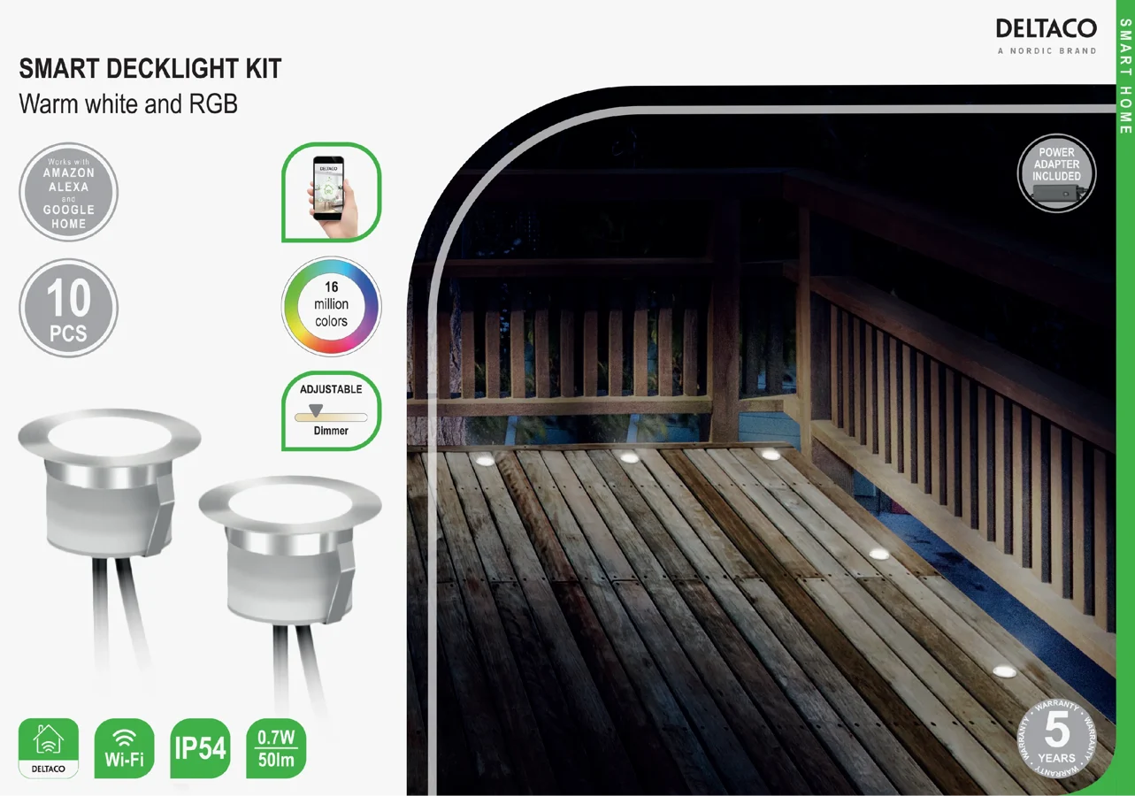 Deltaco Smart Spotlights för Trall 10 Lampor RGB WiFi