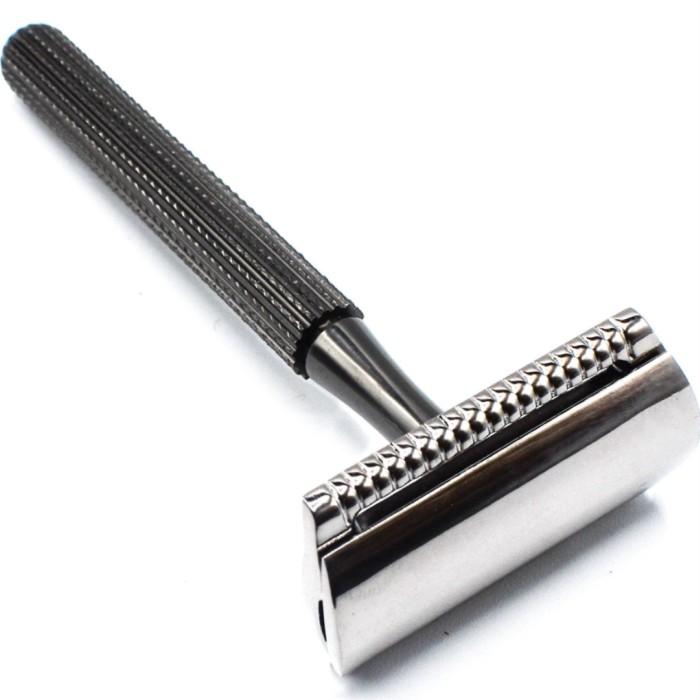 Parker Shaving 78R Gunmetal- Unisex Textured Long Handle Three piece Safety Razor