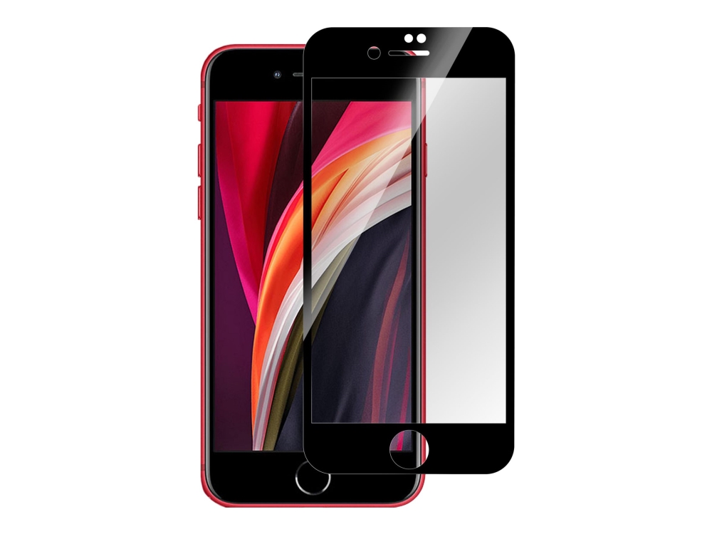 eSTUFF Titan Shield - Skärmskydd för mobiltelefon - helt fodral - glas - ramfärg svart - för Apple iPhone SE (andra generationen)