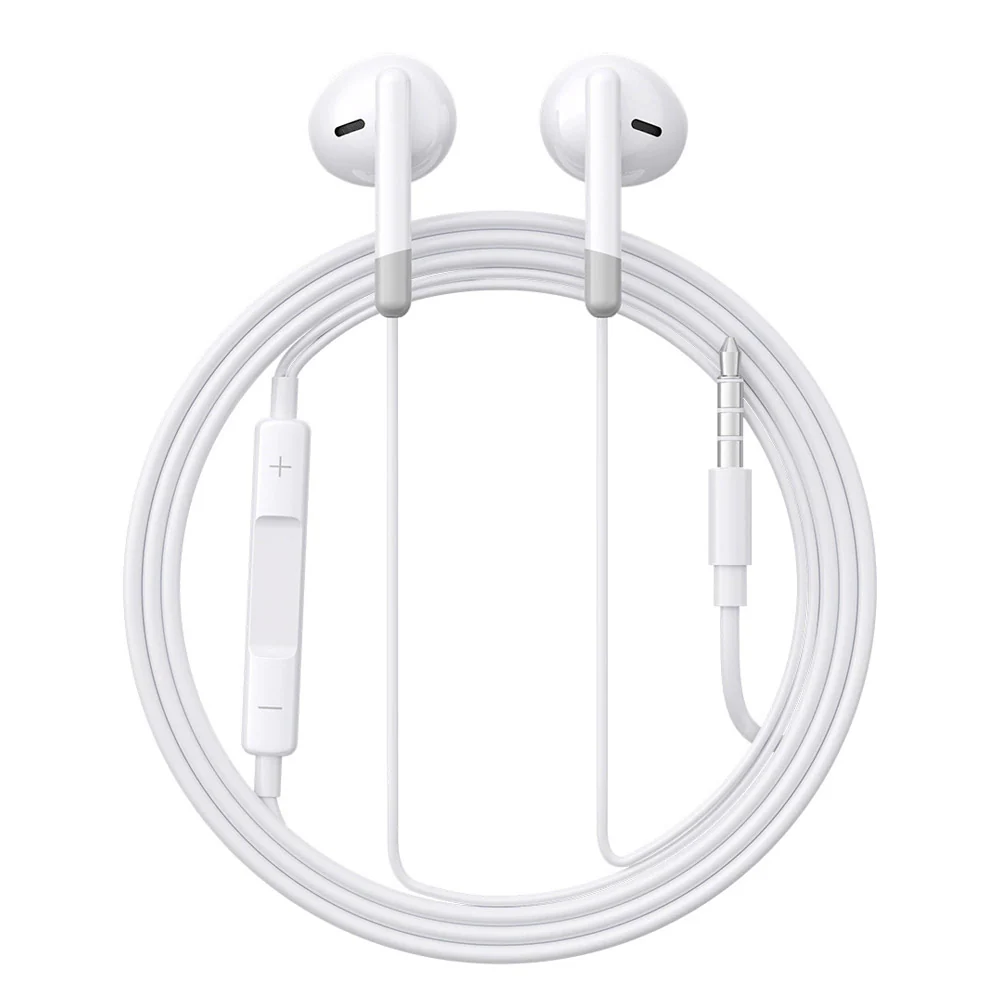 Joyroom JR-EW01 in-ear wired mini jack headphones with remote control - white