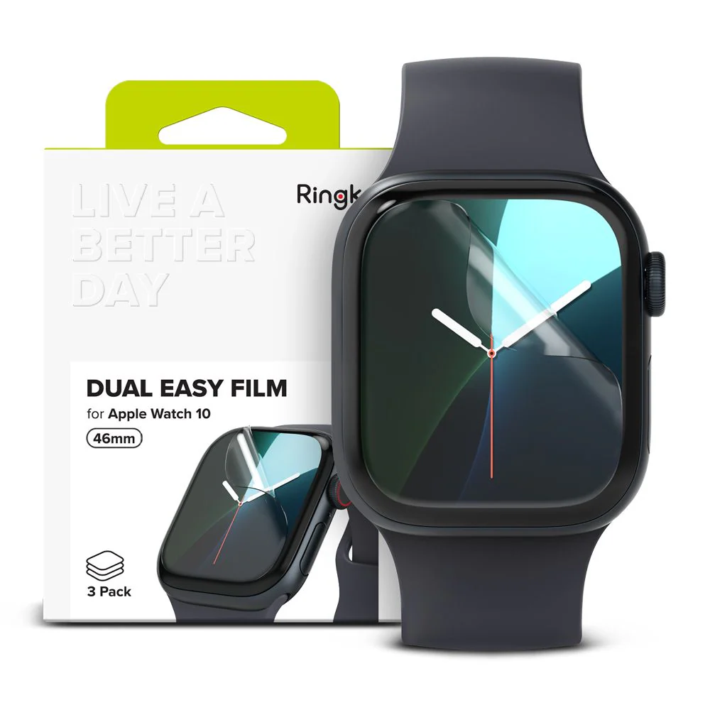 Ringke Dual Easy 3-pack skyddsfolie för Apple Klocka 10 46 mm