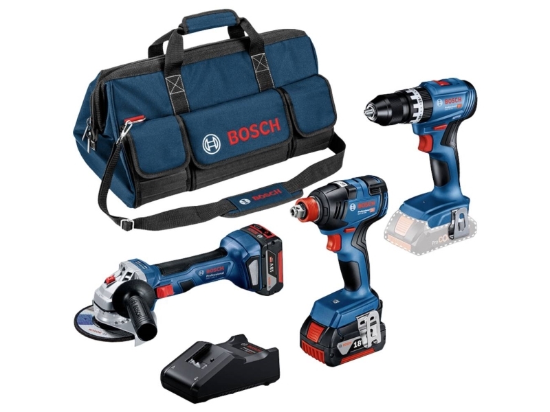 Bosch Professional 18V verktygssats GSB 18V-45/GDX 18V-200/GWS 18V-7