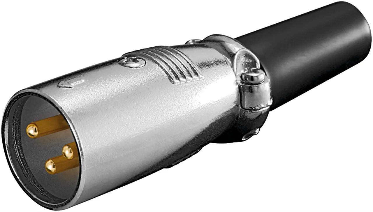 Goobay 11954, XLR (3-pin), Svart, Rostfritt stål, Hankoppling, Rak, Polyvinylklorid (PVC), Zink, Guld