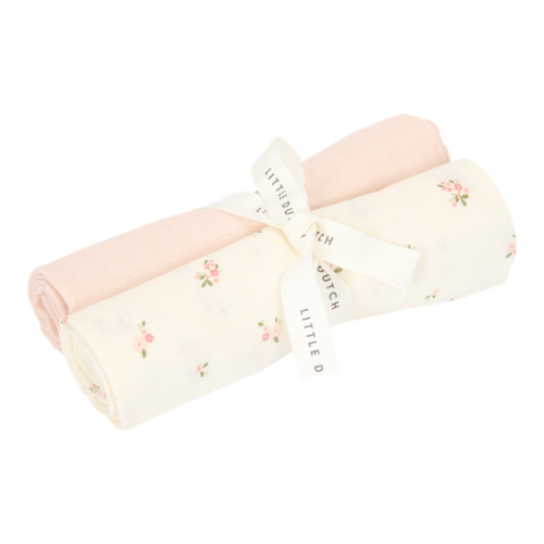 Little Dutch - Swaddles muslin - Fairy Blossom & Blossom - 70 x 70 cm - White