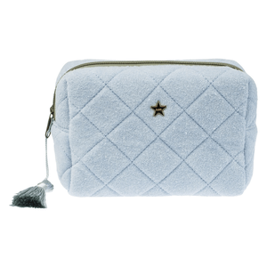 DARK Terry Quilted Make-Up Pouch Small Cool Blue & Milieu Green