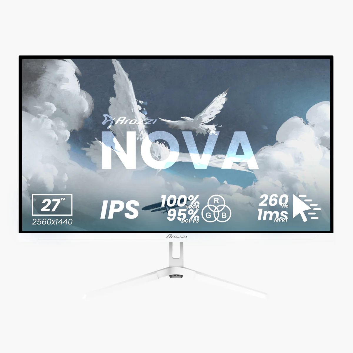 Arozzi Nova 27" QHD/IPS/260Hz/1ms gamingskärm (vit)