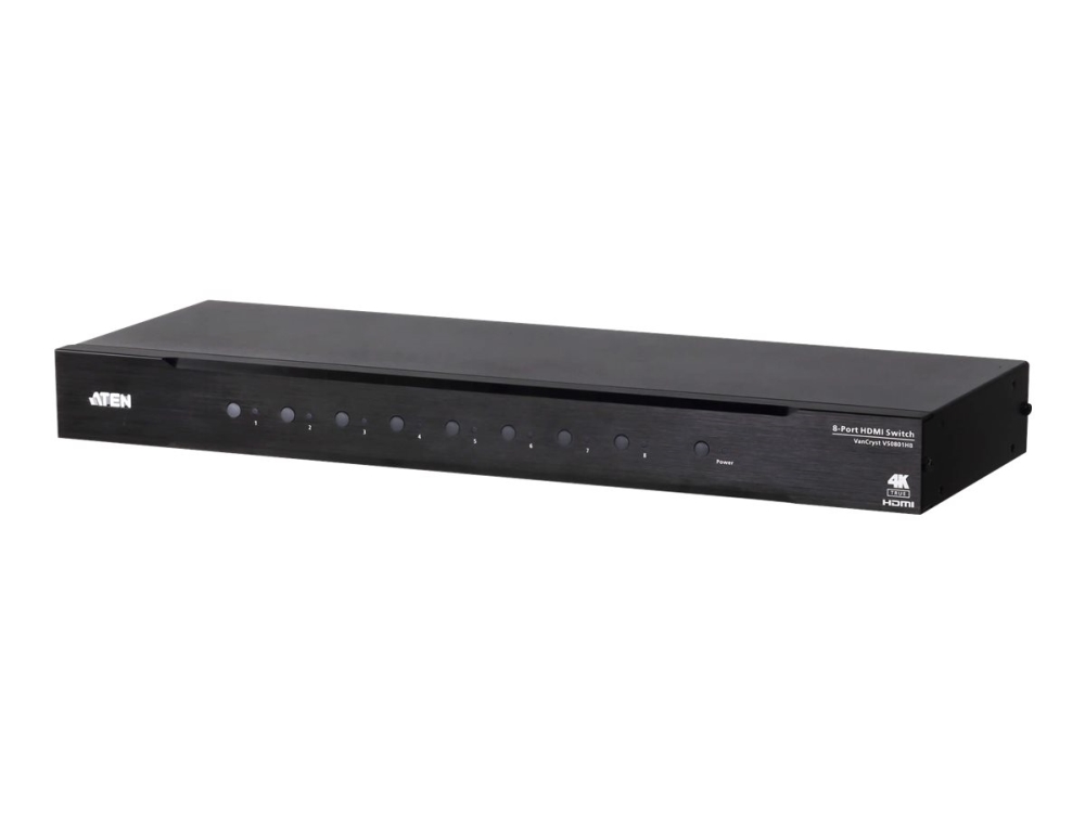 ATEN VanCryst VS0801HB 8-Port True 4K HDMI Switch - Video-/ljudomkopplare - 8 x HDMI - rackmonterbar