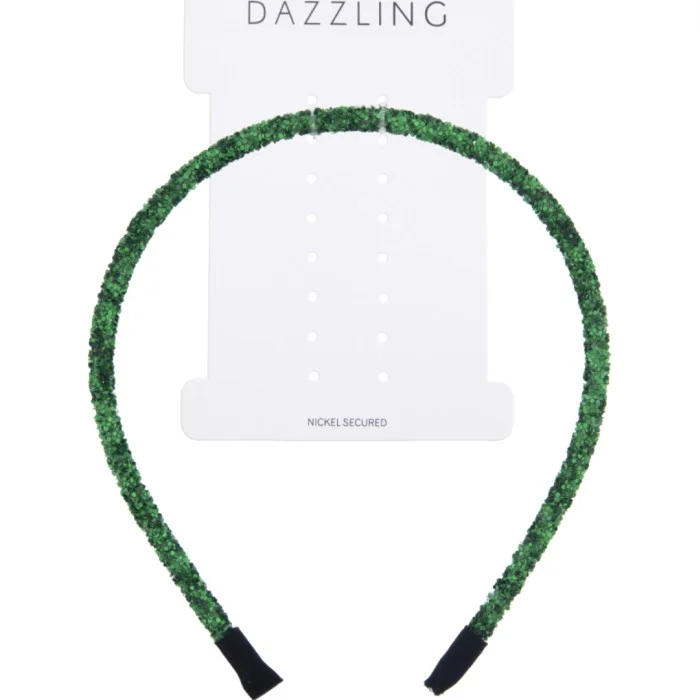Dazzling Head Band Green Glitter