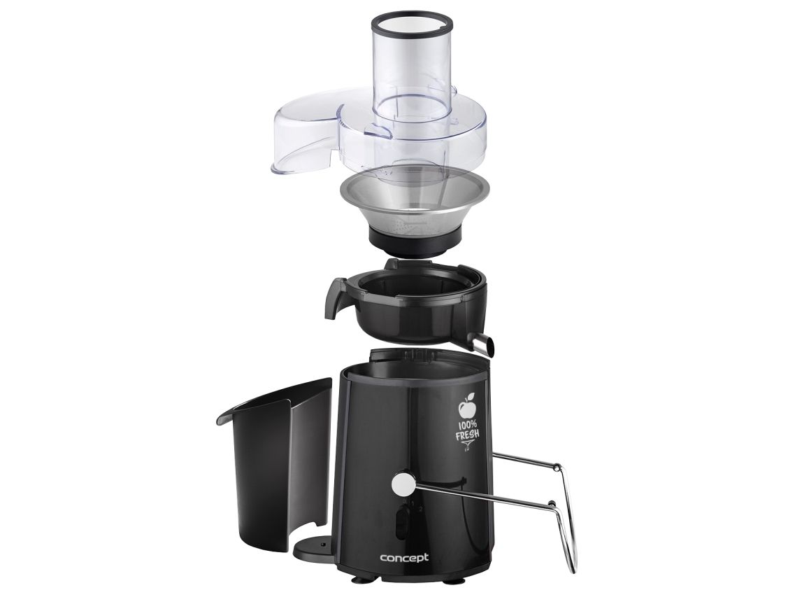 Concept LO7027, Juicecentrifug, Svart, 16800 RPM, 1,8 l, 1 l, Rostfritt stål