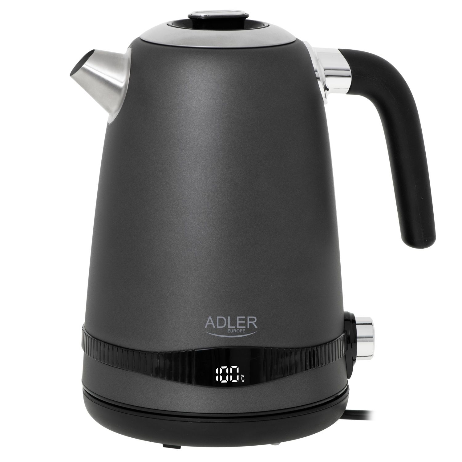 Adler AD 1295g vattenkokare 2200 W 1,7 L LCD-temperaturkontroll grå