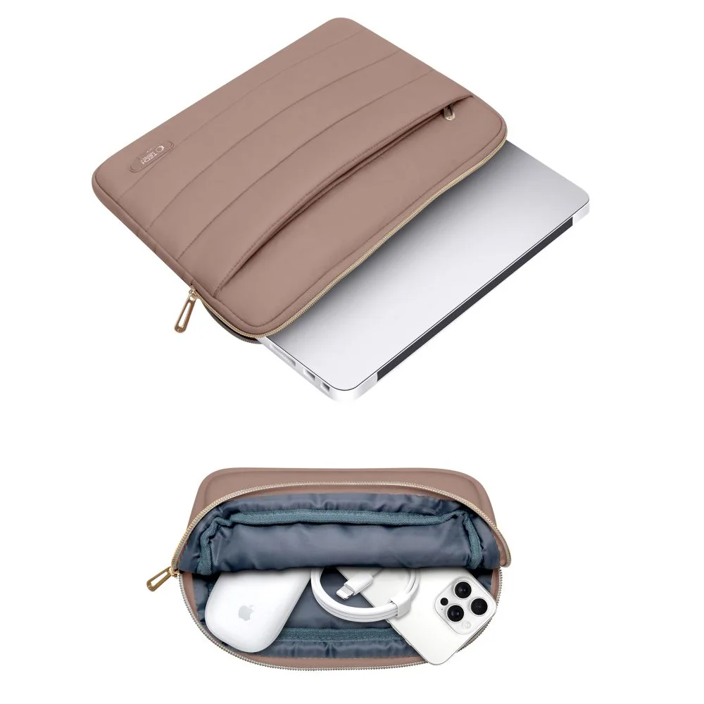 Tech-Protect Puffy Laptopfodral 15-16" med tillbehörsväska - Brun, bild 5