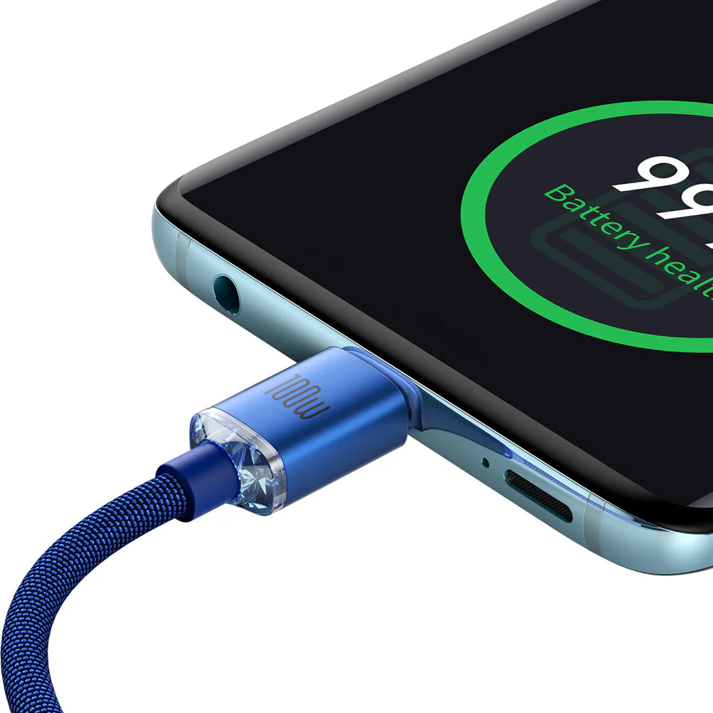 Baseus CAJY000703 USB-C - USB-C PD-kabel 100W 480Mb/s 2m - blå, bild 4