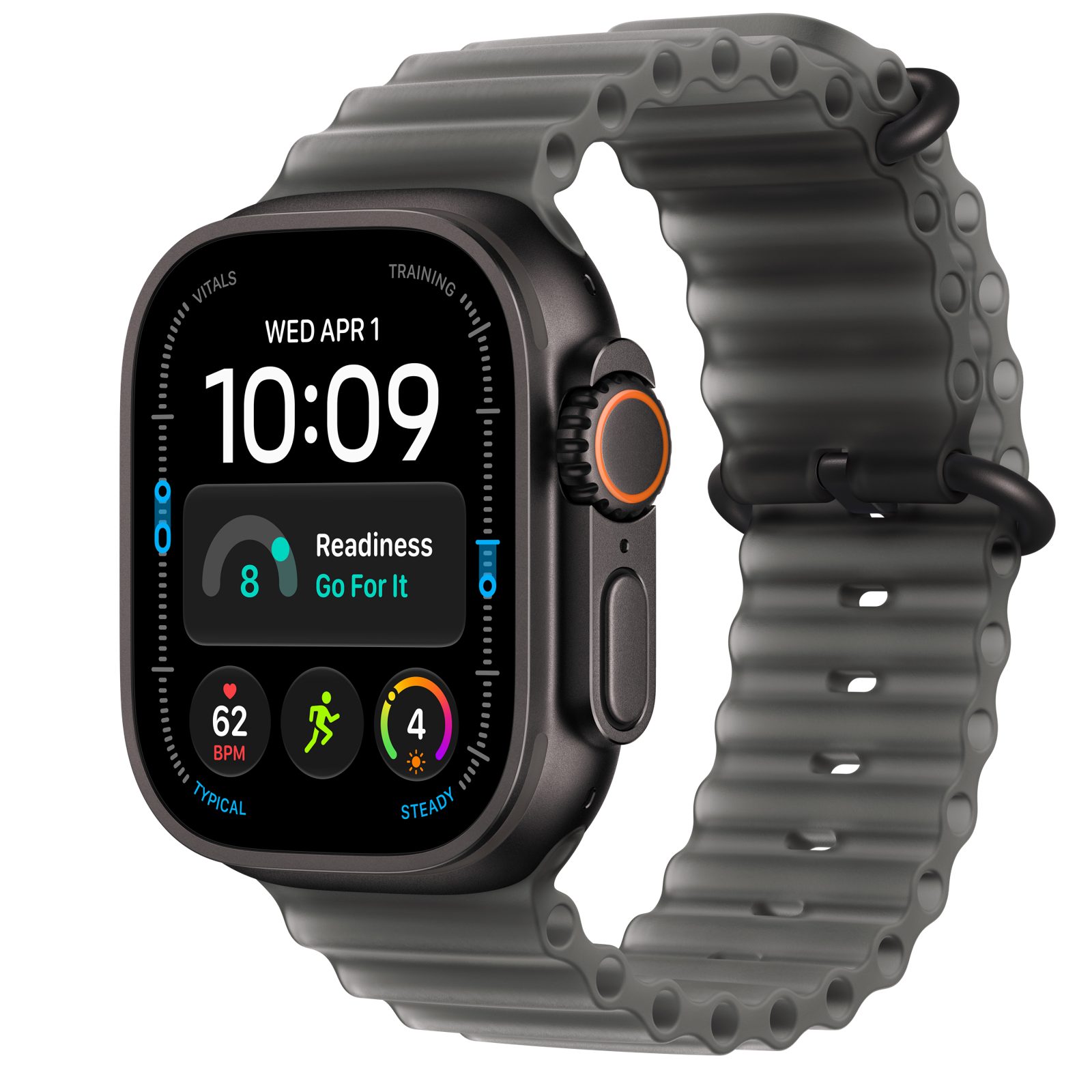 Apple Watch Ultra 4 GPS + Cellular 49 mm svart titan, genomlyst svart Havsband