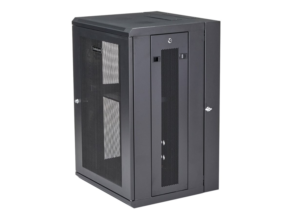 Startech 19" Väggskåp, 18U, plåtdörr mesh - Svart