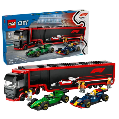 LEGO City F1 lastbil med RB20 & AMR24 F1 bilar 60445