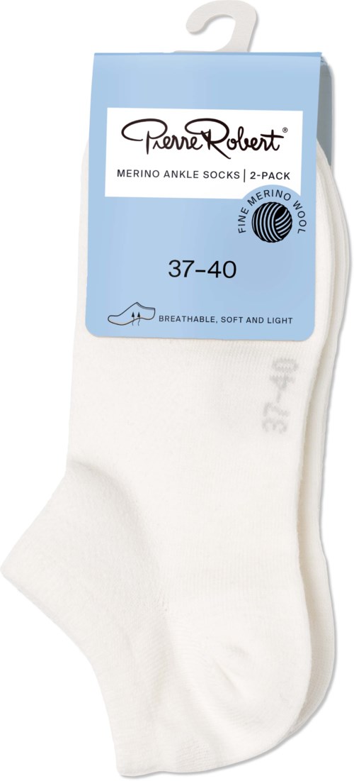Pierre Robert Merino Ankle Socks X2 White 37-40