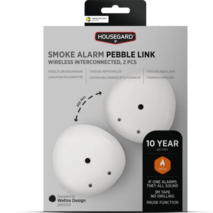 Housegard Pebble Link Trådlös Brandvarnare 2-pack