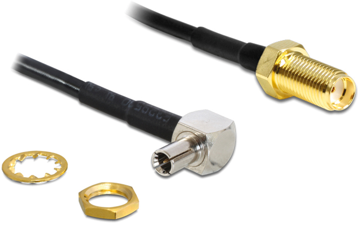 Adapterkabel Delock SMA-hona till vinklad TS9-hane, 0,17m, bild 2